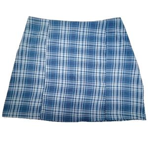 SHEIN Blue Plaid Mini Skirt